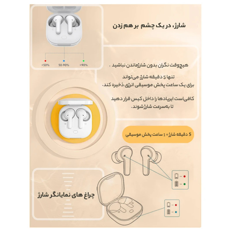 هدفون بلوتوثی کیو سی وای مدل T13 TWS- نسخه گلوبال